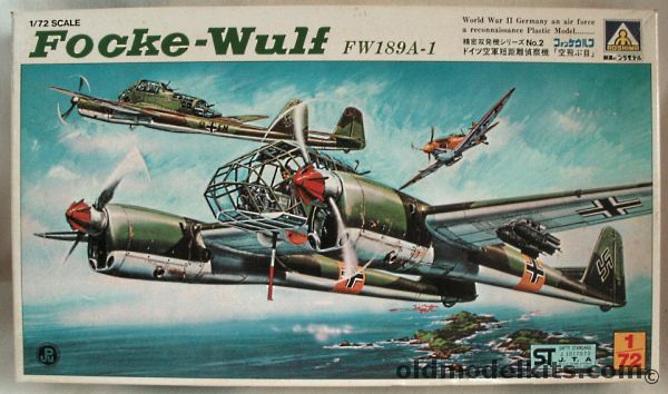 Aoshima 1/72 Focke-Wulf FW-189 A-1 Reconnaissance Aircraft, G6-502-500 plastic model kit